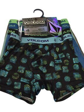Volcom Boys Boxer Briefs Medium 10-12 Set of 4 Print Solids